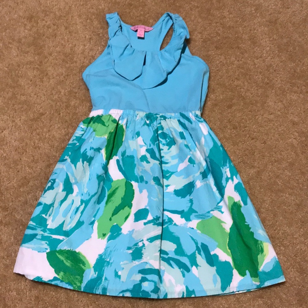 Girls Lilly Floral Two Tone Dress